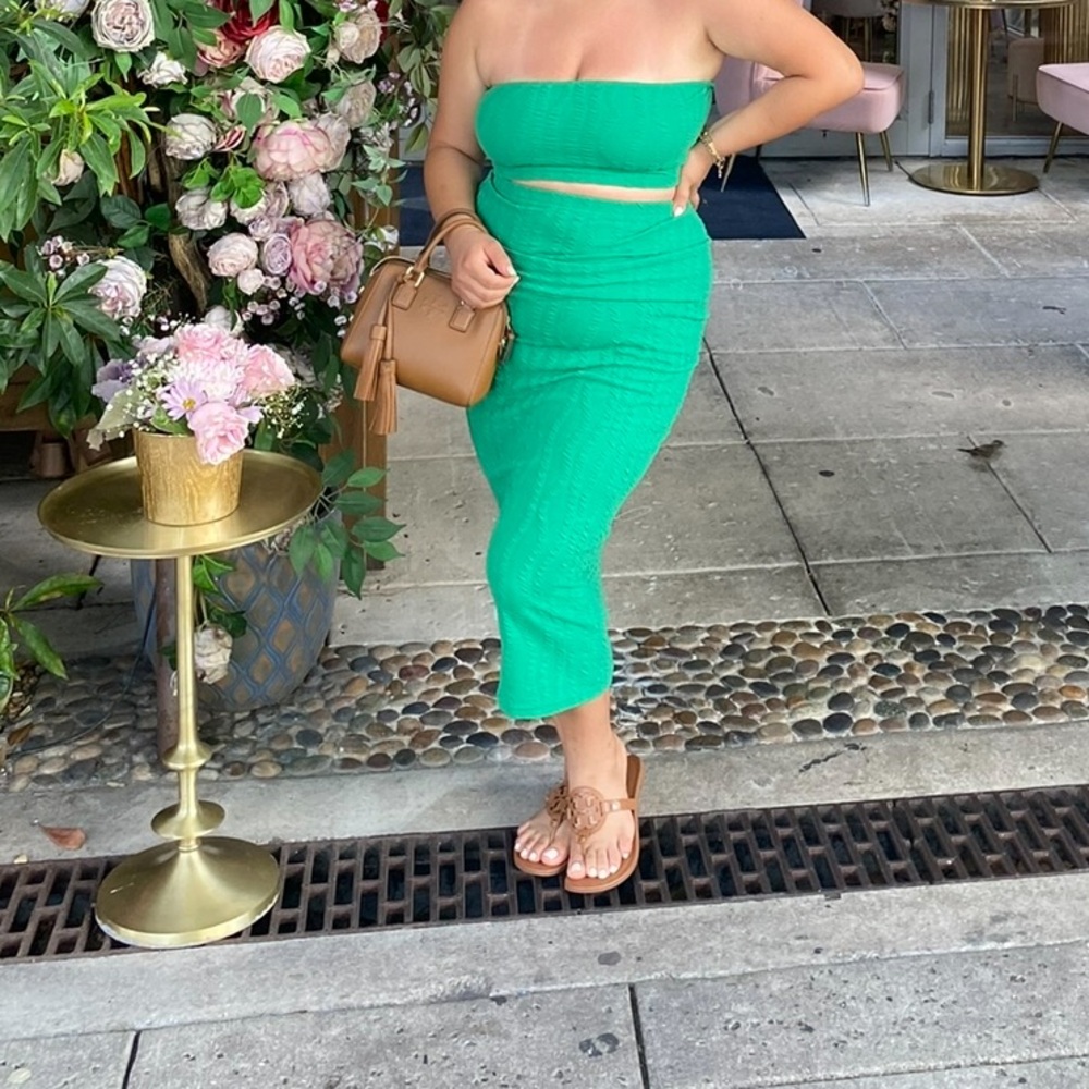 SHEIN Green Strapless Pencil Skirt